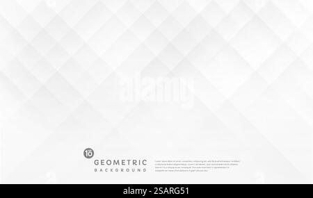 Carré géométrique dégradé blanc et gris abstrait avec fond d'éclairage et d'ombre. Design moderne de bannière large futuriste. Peut être utilisé pour l'annonce, affiche, modèle, présentation commerciale. Vecteur EPS10 Illustration de Vecteur