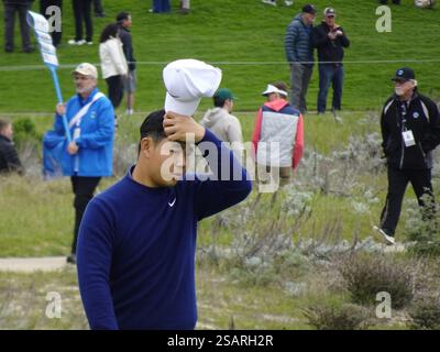 Pebble Beach, États-Unis. 30 janvier 2025. Pebble Beach, Californie, États-Unis - 30 janvier 2025 Tom Kim lors de la première journée de l'AT&T Pebble Beach Pro-Am (événement de golf signature PGA Tour) qui se tient sur le célèbre parcours de golf Spyglass Hill, Californie, USAS crédit : Motofoto/Alamy Live News Banque D'Images