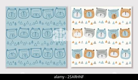 Vecteur à propos du modèle sans couture avec l'ours mignon, dessin animé dessiné à la main, fond mignon utilisé pour l'impression, papier peint, conception de modèle de vêtements Children&rsquo ; s. illustration vectorielle Illustration de Vecteur