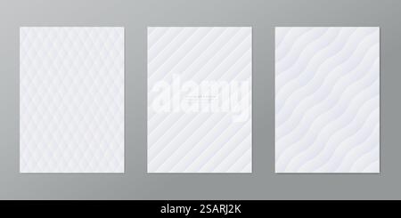 Fonds blancs abstraits vectoriels avec motif texturé. Formes géométriques dans le style néomorphisme EPS10 Illustration de Vecteur