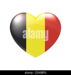 Belgique drapeau icône de coeur. Symbole de l'amour du pays. Illustration d'emblème isolé vectoriel eps10 Illustration de Vecteur