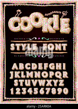 design de police cookies tentant - lettres et chiffres inclus. police cookies tentants Illustration de Vecteur
