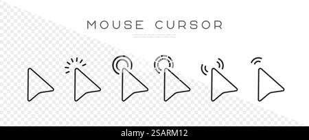 Cliquez sur l'icône avec le curseur de la souris. Pointeur Web défini. Cliquez sur la collection de curseur de flèche. Illustration vectorielle Illustration de Vecteur