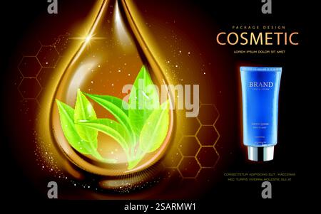 Modèle d'annonces cosmétiques Illustration de Vecteur