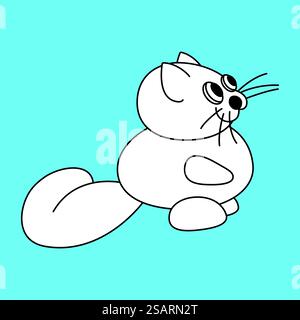 Chat drôle. Illustration de contour simple Illustration de Vecteur