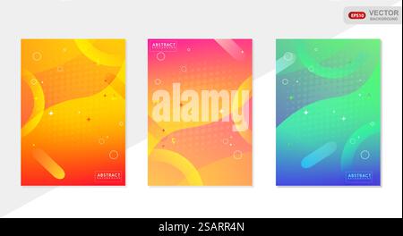 Ensemble de couvertures abstraites. Collection de fond lumineux coloré vectoriel. Pop art avec un design minimal pour les affiches, la publicité de vente, les bannières, les écriteaux, les circulaires Illustration de Vecteur