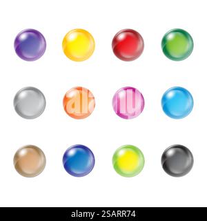 Boules abstraites vectorielles. Collection de sphères 3D isolées avec des reflets et de l'ombre pour les boutons, badges, icônes, emblèmes et autres votre conception EPS10 Illustration de Vecteur
