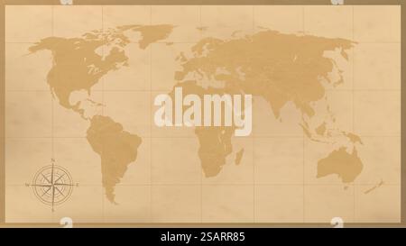 Illustration vectorielle de carte du vieux monde vintage. atlas du monde dans le style rétro antique EPS10 Illustration de Vecteur