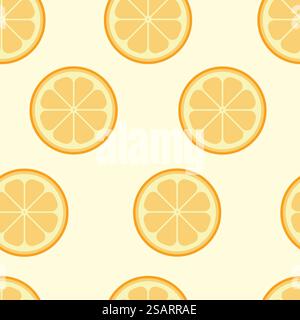 Motif sans couture d'été avec des tranches d'oranges. Illustration plate vectorielle pour tissu, impression, couverture, emballage Illustration de Vecteur