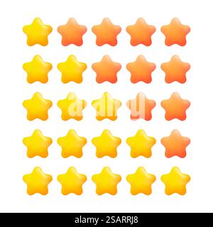 Jeu d'icônes vectorielles d'étoiles de notation. Évaluation du produit du client ou réussite du jeu. Éléments de conception sur fond blanc. Style de dessin animé. Illustration vectorielle EPS10 Illustration de Vecteur