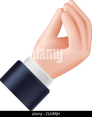 Main de pomme de pin italienne. Che vuoi geste, doigts pincés ou sac à main mettant l'accent sur la communication expressive illustration vectorielle 3D. Expression des émotions et des sentiments, mouvement isolé de la main. Main de pomme de pin italienne. Che vuoi geste, doigts pincés ou sac à main mettant l'accent sur la communication expressive illustration vectorielle 3D. Illustration de Vecteur