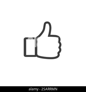 Icône main pouce vers le haut. Panneau à main à contour plat. Illustration isolée vectorielle sur fond blanc Illustration de Vecteur