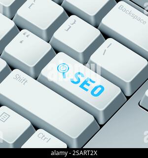 message sur la touche d'entrée du clavier d'illustration 3d pour les concepts seo. seo concept avec clavier d'ordinateur 3d. Illustration de Vecteur