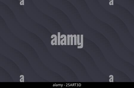 Texture ondulée en tissu, papier ou carton. Motif géométrique noir abstrait vectoriel dans un style neumorphique pour votre conception. Modèle d'arrière-plan Illustration de Vecteur