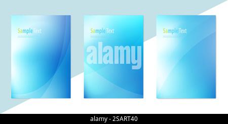 Ensemble de vecteurs de fond d'onde bleu et blanc abstrait. Bannières vectorielles de gradient, affiches Illustration de Vecteur