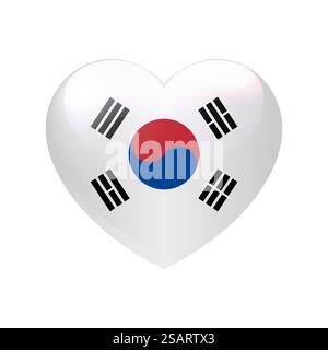 Symbole Love South Korea. Icône de drapeau cardiaque. Illustration d'emblème vectoriel eps10 Illustration de Vecteur