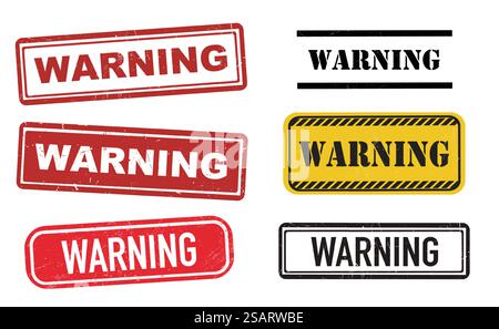 Tampons en caoutchouc grunge avec le texte avertissement. Illustration vectorielle Illustration de Vecteur