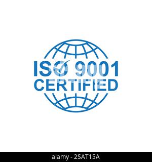 Certificat d'entreprise certifié ISO 9001:2015 vecteur bleu, certificat de qualité. Certification ISO . logo iso 90012015 . Certification iso 9000 Premium V Illustration de Vecteur