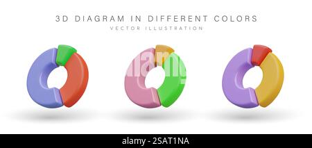 Diagrammes en différentes couleurs. Graphiques en bleu, violet et rouge pour le site Web ou la présentation. Concept de vente et d'affaires. Illustration vectorielle dans le style 3D avec place pour le texte. Diagrammes en différentes couleurs. Graphiques en bleu, violet et rouge pour le site Web ou la présentation Illustration de Vecteur