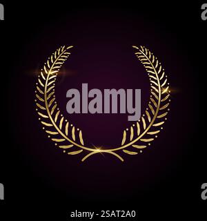 Couronne gagnante de branches de laurier illustration vectorielle réaliste. Prix Premium pour le meilleur modèle 3D participant sur fond sombre. Service VIP. Couronne gagnante de branches de laurier icône de vecteur réaliste Illustration de Vecteur