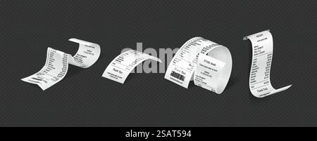 Contrôles financiers pour les marchandises ensemble d'illustration vectorielle réaliste. Factures pour modèles de paiement de commandes. Recettes financières 3d sur fond transparent. Contrôles financiers pour les marchandises ensemble d'illustration vectorielle réaliste Illustration de Vecteur