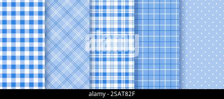 Tissu de table sans couture motif. Vérifiez l'arrière-plan de la nappe. Mettez en place des tirages de cuisine à carreaux. Texture bleue Illustration de Vecteur