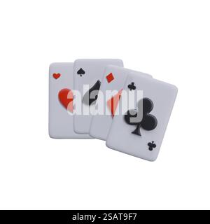 Jeu de cartes à jouer de couleurs différentes. As de pique, cœurs, diamants, trèfles. Illustration 3D vectorielle sur fond blanc. Attribut Casino. Concept de jeu. Jeu de cartes à jouer de couleurs différentes. As de pique, cœurs, diamants, trèfles Illustration de Vecteur