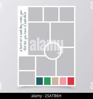 Modèle de moodboard. Grille de collage de photos. Bannière de tableau d'humeur. Mise en page photographique. Cadres de photomontage. Illustration de Vecteur