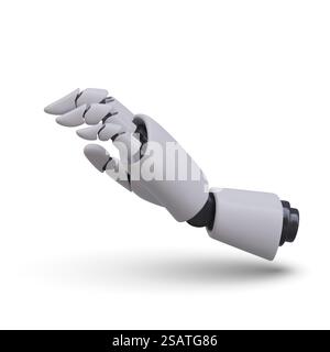 Prothèse bionique réaliste. Main mécanique. Paume robotique avec doigts flexibles. Image vectorielle avec reflets et ombres. Symbole de l'innovation. Illustration sur fond blanc. Prothèse bionique réaliste. Main mécanique. Paume robotique avec doigts flexibles Illustration de Vecteur