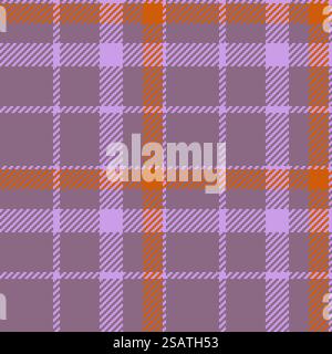 Texture de plaid de tissu de textile de motif sans couture avec un contrôle vectoriel de fond tartan dans les couleurs pastel et violette. Illustration de Vecteur