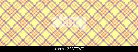 Tissu textile de fond court, tartan vecteur de texture d'horizon. Motif écossais à carreaux sans couture dans la couleur jaune et magenta. Illustration de Vecteur