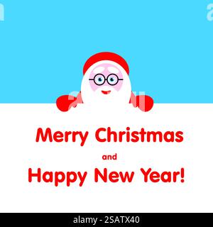 Père Noël regardant derrière le texte. illustration vectorielle. Père Noël regardant derrière le texte Illustration de Vecteur