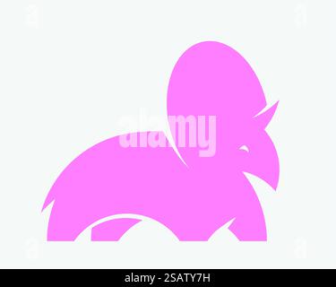 Silhouette de dinosaure rose pour logo ou impression. Illustration vectorielle de dinosaure mignon. Illustration de Vecteur