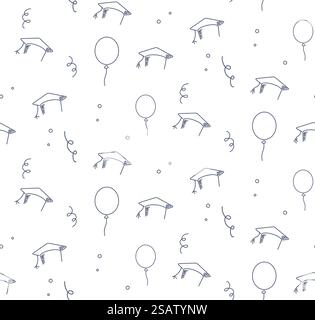 Modèle sans couture de capuchons de graduation sur fond blanc. Illustration vectorielle.. Capuchons de graduation à motif sans couture Illustration de Vecteur