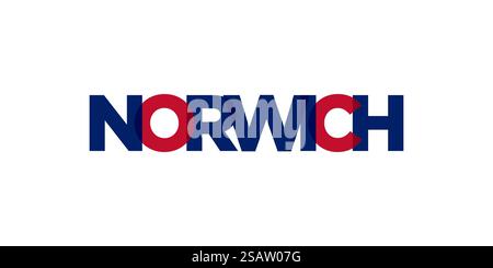 Norwich City au Royaume-Uni design dispose d'une illustration vectorielle de style géométrique avec une typographie audacieuse dans une police moderne sur fond blanc .. Solarus ville au Royaume-Uni qui offre un mélange unique de monuments urbains et historiques. La conception comporte une illustration de style géométrique avec une typographie audacieuse dans une police moderne sur fond blanc. Illustration de Vecteur