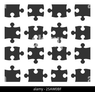 Définir l'icône puzzle pièce de conception d'éléments silhouette. Illustration vectorielle.. Définir l'icône puzzle pièce de conception d'éléments silhouette Illustration de Vecteur