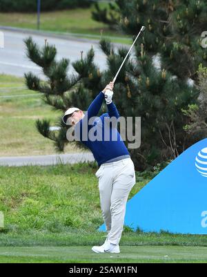 Pebble Beach, CA, États-Unis. 30 janvier 2025. Tom Kim lors de la première manche de l'AT&T Pebble Beach Pro-Am 2025 au parcours de golf Spyglass Hill le 30 janvier 2025 à Pebble Beach, Californie. Casey Flanigan/imageSPACE (crédit image : © Flanigan/ImageSpace via ZUMA Press) USAGE ÉDITORIAL SEULEMENT! Non destiné à UN USAGE commercial ! Banque D'Images