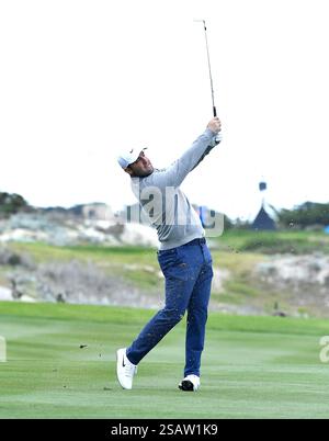 Pebble Beach, CA, États-Unis. 30 janvier 2025. Scottie Scheffler lors de la première manche de l'AT&T Pebble Beach Pro-Am 2025 au parcours de golf Spyglass Hill le 30 janvier 2025 à Pebble Beach, Californie. Casey Flanigan/imageSPACE (crédit image : © Flanigan/ImageSpace via ZUMA Press) USAGE ÉDITORIAL SEULEMENT! Non destiné à UN USAGE commercial ! Banque D'Images