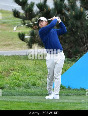 Pebble Beach, CA, États-Unis. 30 janvier 2025. Tom Kim lors de la première manche de l'AT&T Pebble Beach Pro-Am 2025 au parcours de golf Spyglass Hill le 30 janvier 2025 à Pebble Beach, Californie. Casey Flanigan/imageSPACE (crédit image : © Flanigan/ImageSpace via ZUMA Press) USAGE ÉDITORIAL SEULEMENT! Non destiné à UN USAGE commercial ! Banque D'Images