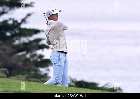 Pebble Beach, CA, États-Unis. 30 janvier 2025. Justin Thomas lors de la première manche de l'AT&T Pebble Beach Pro-Am 2025 au parcours de golf Spyglass Hill le 30 janvier 2025 à Pebble Beach, Californie. Casey Flanigan/imageSPACE (crédit image : © Flanigan/ImageSpace via ZUMA Press) USAGE ÉDITORIAL SEULEMENT! Non destiné à UN USAGE commercial ! Banque D'Images