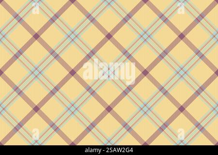Vérifiez le motif tartan de tissu plaid sans couture avec une texture de fond textile vectorielle dans des couleurs ambre et claires. Illustration de Vecteur