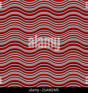 Motif sans couture de vagues abstraites rouges. Illustration vectorielle. Conception plate. EPS10.. Motif sans couture de vagues abstraites rouges Illustration de Vecteur