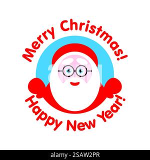 Père Noël regardant derrière le logo. illustration vectorielle. Père Noël regardant derrière le logo Illustration de Vecteur