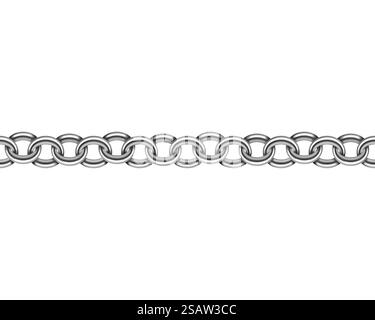 Texture sans couture de chaîne métallique réaliste. Les chaînes de couleur argentée relient isolé sur fond blanc. Elément de conception tridimensionnelle solide de chaîne en fer solide. Illustration de Vecteur