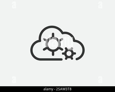 Icône technologique vecteur connexion cloud computing. Serveur global Big Data. Symbole d'information de réseau de conception de ligne pour ordinateur ou téléphone portable. Icône technologique vecteur connexion cloud computing. Serveur global Big Data. Symbole de dessin de ligne. Illustration de Vecteur