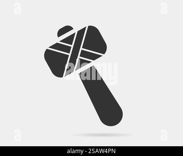 Silhouette noire et blanche de vecteur d'icône de marteau. Symbole d'outil isolé sur l'arrière-plan. Illustration de Vecteur