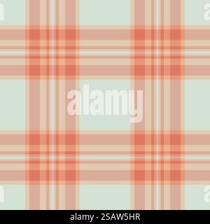 Fond plaid sans couture de tartan à carreaux textiles avec un tissu de motif vectoriel de texture dans des couleurs saumon clair et foncé. Illustration de Vecteur