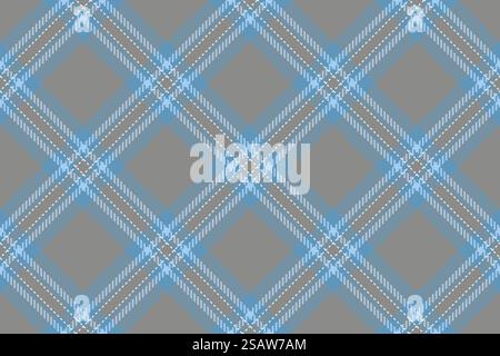 Contrôle textile tartan du vecteur de motif de tissu avec un fond de plaid sans couture de texture dans les couleurs cyan et gris. Illustration de Vecteur