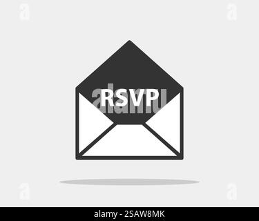 Vecteur d'icône RSVP. Veuillez répondre à la lettre dans l'enveloppe. Concept de réponse sur courrier. Vecteur d'icône RSVP. Veuillez répondre à la lettre dans l'enveloppe. Concept de réponse sur courrier. Illustration de Vecteur