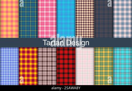 Tartan plaid collection, design textile, motif de tissu à carreaux pour chemise, robe, costume, papier d'emballage imprimé, invitation et carte-cadeau .. Paquets de carreaux tartan, conception textile, motif de tissu à carreaux pour chemise, robe, costume, papier d'emballage imprimé, invitation et carte-cadeau. Illustration de Vecteur